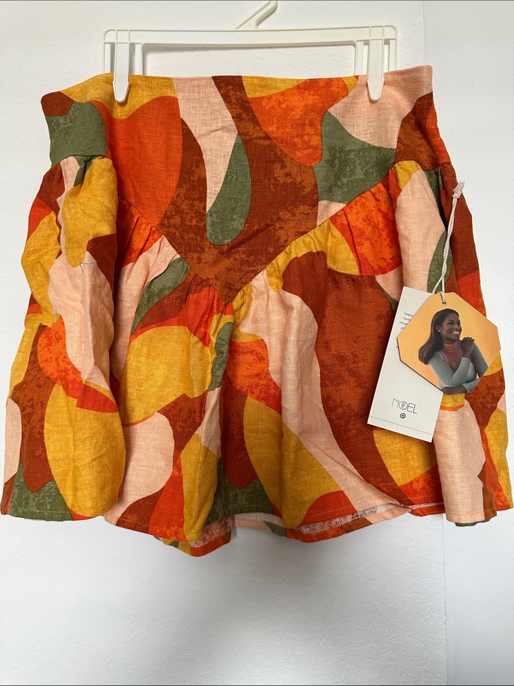 Fe Noel linen like Multicolor Abstract Print Tiered Skirt